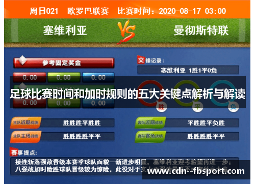 足球比赛时间和加时规则的五大关键点解析与解读 足球比赛时间和加时规则的五大关键点解析与解读